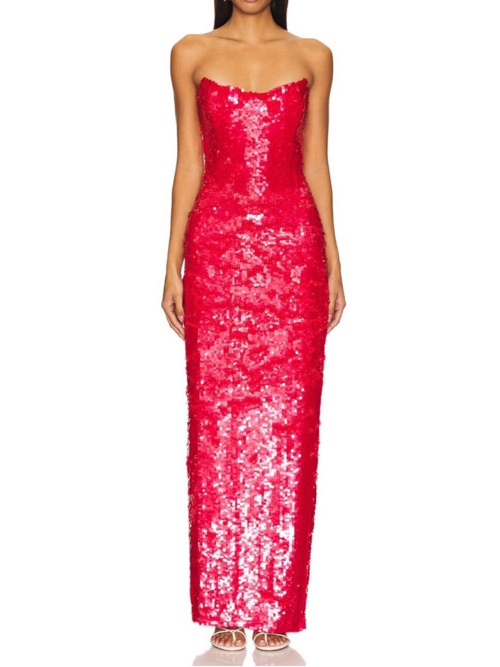 Rachel Gilbert Royce Gown Raspberry Red Sequin Evening Maxi Dress US 4 Revolve